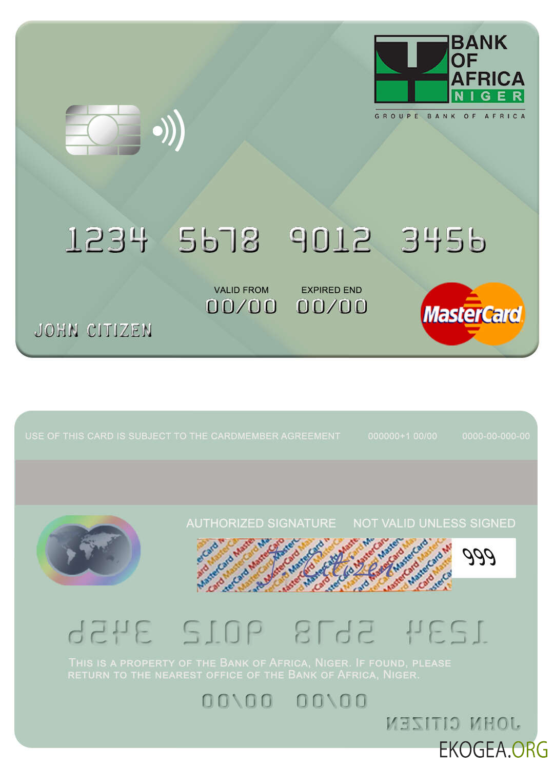 Carte Mastercard de la Banque d'Afrique du Niger